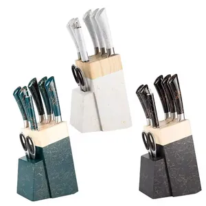 8 miếng thép không gỉ dao nhà bếp bằng gỗ khối dao cầm tay mài cắt đầu bếp nhà bếp dao đặt phụ kiện nhà bếp