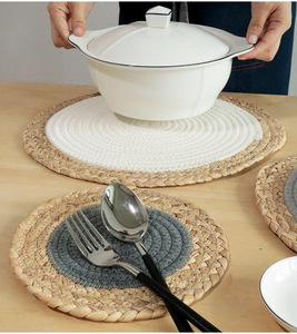 Lot De 6 Sets De Table Ronds En Rotin Naturel Tissé à La Main Pour Table De Salle à Manger, Tapis Décoratifs Bohèmes Résistants à La Chaleur Pour Dessus De Cuisine, Plats
