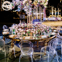 Table de réception de mariage, de banquet, d'événement ou de fête, en acier inoxydable, demi-cercle, design moderne
