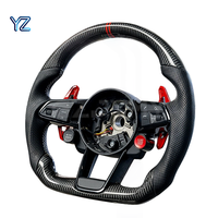 Volante Deportivo YZ con Botón de Arranque S-Line, LED, Fibra de Carbono, Cuero Perforado R8 para Audi A1 A3 A4 A5 A6 A6L A7 A8 Q3 Q5
