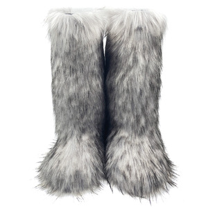 Snow Boots <strong>Ladies</strong> Plush Boots Female Warm Luxury Furry <strong>Shoes</strong> Women's Fluffy Faux Fox Fur <strong>Winter</strong> Adult OEM - Product Image 5