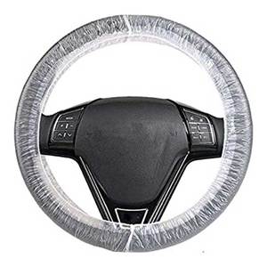 Couvercle de <span class=keywords><strong>volant</strong></span> <span class=keywords><strong>jetable</strong></span> en <span class=keywords><strong>plastique</strong></span> extensible, 100 pièces, protecteur pour voiture - Product Image 1