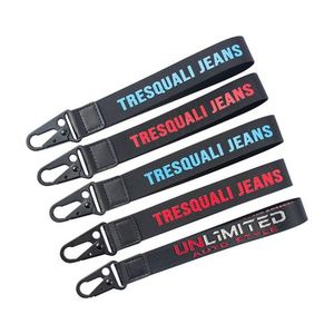 Wrist <b>Lanyard</b> Woven Embroidered Short Keychain <b>Lanyards</b> With Logo Custom Eagle Hook - Product Image 2