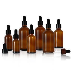 Botellas de <span class=keywords><strong>Perfume</strong></span> Redondas de Vidrio Ámbar de 5, 10, 15, 20, 30, 50, 100 ml (5-100 ml, 1 oz, 3.4 oz) con Gotero para Envasado de Líquidos - Product Image 1