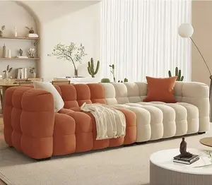 2023最新设计现代羊绒面料3座沙发套装颜色定制批发低价客厅沙发