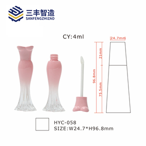 Unique Design Mermaid Shape 4ml Gloss Containers Tube Gradient Pink Liptink <b>Bottle</b> Cosmetic Packaging Custom Packaging - Product Image 1