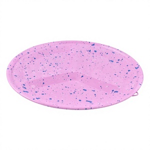 Assiettes rondes à 3 compartiments en acier inoxydable durable Spackled, compatibles lave-vaisselle - Product Image 1