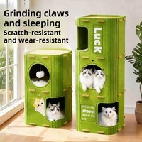 Arbre à chat de luxe, mignon, classique, moderne, durable, multi-niveaux, multifonctionnel, avec griffoir double couche et maison universelle pour chat