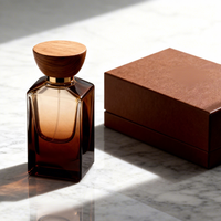 Prix d'usine – Flacon de parfum vide en verre transparent personnalisé pour homme, 50 ml/100 ml, avec pompe pulvérisatrice, boîte de luxe carrée, bouchon doré, sérigraphie