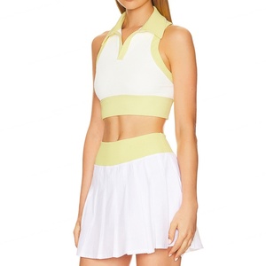 Conjunto de Tenis Plisado en Color Contrastante para Mujer, 86% Nailon, 14% Elastano, Ropa Casual para Damas - Product Image 1