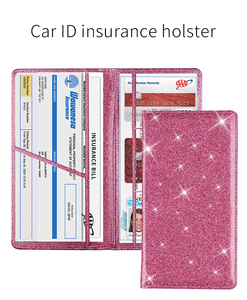 <span class=keywords><strong>Porte</strong></span>-cartes d'assurance et de carte grise brillant pour <span class=keywords><strong>voiture</strong></span>, organiseur de boîte à gants, dossier de documents de véhicule, accessoires auto pour femmes - Product Image 1