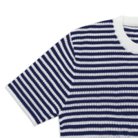 AiNear vente en gros de logo personnalisé Design Oem & Odm Fashion Short Sleeve Crew Neck Striped t Shirt Men's Cotton Knit Pullover Sweater