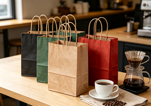 Eco-Friendly Recyclable Vertical Multi Color Thick Solid Kraft Paper Tote Bags with Reinforced Paper Rope Handles - Product Image 4