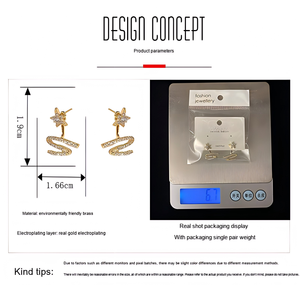 Pendientes <span class=keywords><strong>de</strong></span> Estrella con Circonita Cúbica, Plata 925, Joyería <span class=keywords><strong>de</strong></span> Moda al por Mayor, Accesorios para Mujer - Product Image 5