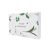Boîte en papier personnalisée avec imprimé floral vert et blanc VOTRE PRESENT Texte Écologique Recyclable Pliable Boîte cadeau en carton ondulé