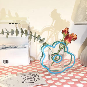 热卖彩虹色花瓶透明亚克力彩虹玻璃花瓶时髦花瓶摆件现代独特家居装饰 - Product Image 5