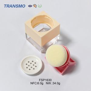 Boîte de conditionnement de poudre cosmétique carrée, conteneur vide en plastique pour poudre libre avec tamis et houppette - Product Image 4