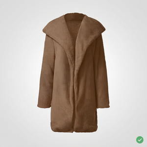 Women's Long Oversize <b>Hooded</b> Thick Faux Fur & <b>Wool</b> Blend Winter <b>Coat</b> <b>with</b> Detachable Sleeves and Polyester Lining - Product Image 1