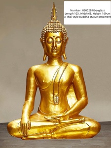 <span class=keywords><strong>Bouddha</strong></span> doré thaïlandais <span class=keywords><strong>en</strong></span> résine de fibre de verre, grand modèle, pour intérieur et extérieur, avec feuille d'<span class=keywords><strong>or</strong></span>, <span class=keywords><strong>Bouddha</strong></span> assis thaïlandais - Product Image 3