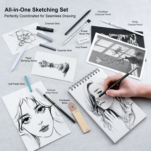 KALOUR Ensemble de crayons de dessin et d'esquisse professionnel de 108 pièces dans une boîte en étain, comprenant des accessoires de dessin, des crayons de fusain et des crayons pastel - Product Image 6