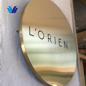 Enseignes lumineuses en métal <span class=keywords><strong>vintage</strong></span> personnalisées HONGSEN, finition or brossé, bande LED, pour entreprises, hôpitaux, extérieur - Product Image 2