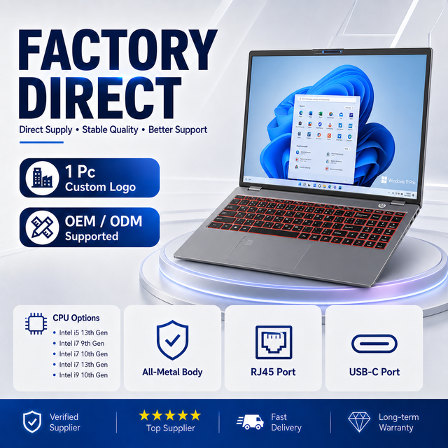OEM White Label Brand New 15.6 Inch Notebook 32GB 64GB RAM Intel Core I5 I7 I9 9Th 10TH 11th 13th Gen All Metal Business Laptop
