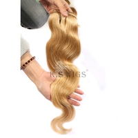 Extensions de cheveux humains vierges K.SWIGS Honey Blonde Body Wave à clipser, cuticules alignées, durables, douces, réutilisables, naturelles et saines.
