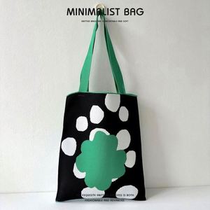 Bolso de Hombro de Punto con Diseño de Panda de Dibujos Animados, Bolso Tote de Ganchillo Floral para Mujer - Product Image 6