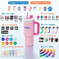 Taza de Café para Fiestas, de Gran Capacidad, con Logotipo Personalizado, de Acero Inoxidable, Doble Pared, Aislada al Vacío, a Prueba de Fugas, con Asa, de 20-40 oz