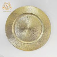 Plat de Service Rond Doré Scintillant Décoratif, Napperon de Table, Assiettes de Présentation Dorées en Plastique de Haute Qualité pour Mariage, Hôtel et Fêtes