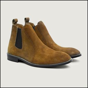Botas Chelsea de Cuero para Hombre, Estilo Occidental, Diseño de Alta Gama, Corte Bajo, con Cordones y Patrón Sólido - Product Image 1