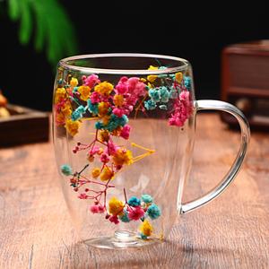 <b>Net</b> Red Double-Layer Glass Thermal <b>Insulation</b> Reusable Back School Drinkware Supply High-Value Quicksand Gypsophila Dried Flower - Product Image 4