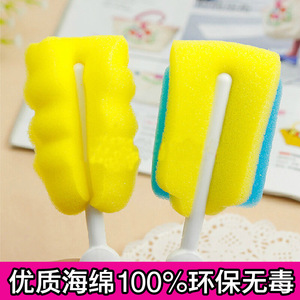 Cepillo para limpiar botellas con cabezal de esponja reemplazable, mango verde de 29,5 cm para limpiar biberones y tazas - Product Image 5
