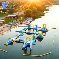 Parc aquatique gonflable commercial robuste en PVC de 0,9 mm, parcours d'obstacles aquatiques scellé, flottant sur l'eau de mer