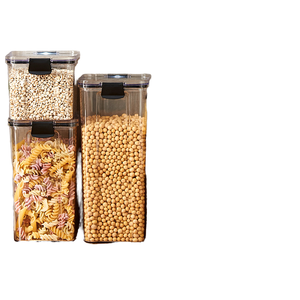 Bocaux de conservation alimentaire modernes en plastique PET hermétiques, adaptés au congélateur, durables, pour la cuisine, contenants pour aliments et boissons, café, thé, épices, aliments secs - Product Image 2