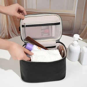 Travel <b>Makeup</b> Bag Women PU Leather Water Resistant Zipper Large Portable Cosmetic Storage Pouch Organizer Custom Logo <b>Case</b> - Product Image 6
