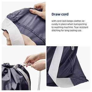 Produsen kustom ritsleting daur ulang dapat dilipat ukuran besar tas <span class=keywords><strong>laundry</strong></span> logo dengan tali serut - Product Image 3