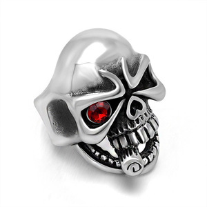 Skull <b>Ring</b> Stainless Steel Men's Jewelry Red Gemstone Punk Style Gift SA900 - Product Image 1