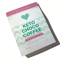 Pochette refermable à fond plat, résistante aux chocs, imprimée sur mesure, pour l'emballage de café cétogène, de sucre et d'aliments pour animaux de compagnie, boîte mate
