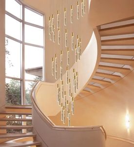 吊灯吊灯悬挂线性大长金高吸顶灯楼梯豪华发光二极管玻璃水晶吊灯 - Product Image 4