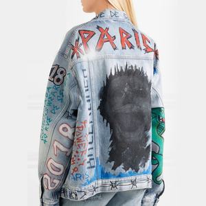 Blouson en jean oversize imprimé pour femme, style motard, collection hiver 2021, offre spéciale - Product Image 2