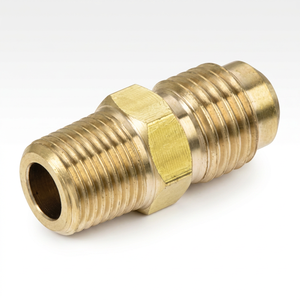 ข้อต่อทองเหลือง Dingfei สำหรับแก๊ส แบบ SAE 45 องศา หัวต่อแบบ Half-Union ขนาด 3/8" Flare X 3/8" Flare พร้อมหัวต่อแบบ Hex Nipple สำหรับระบบ HVAC - Product Image 1