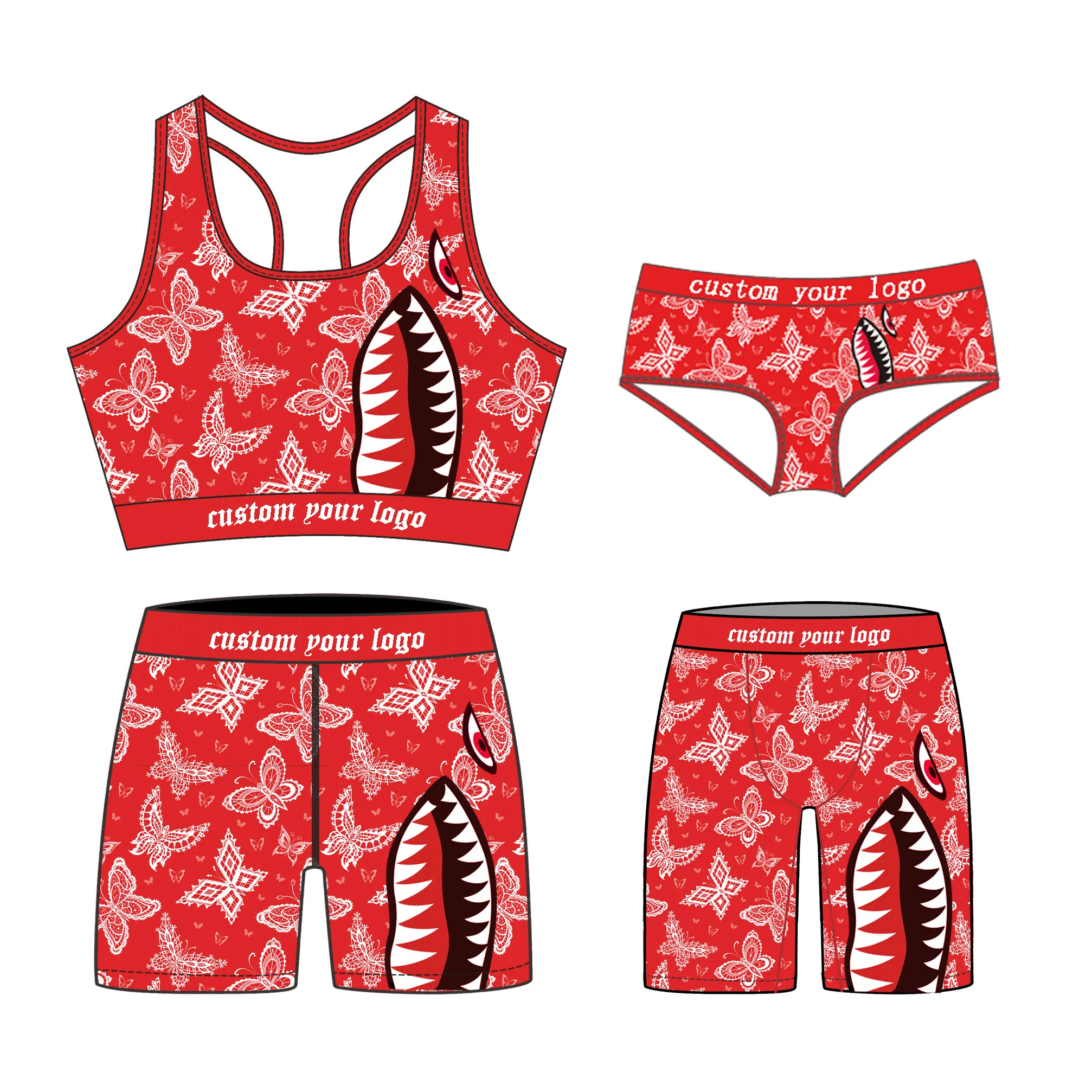 BH Höschen Set Boxer Slips Rote Jungen Eis Seide Frauen Höschen Langes Bein Sport Baumwolle Private Label Logo Benutzer definierte Boxer Brief Unterwäsche