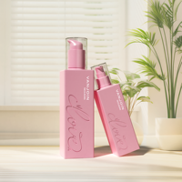 Nouvel ensemble de flacons en plastique HDPE rose gaufré de 120 ml, 250 ml pour savon liquide et gel douche, et flacon pompe de 300 ml pour shampoing et lotion, avec pot de 300 g pour gommage corporel