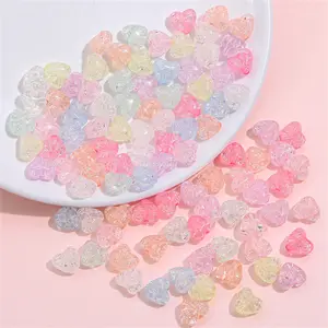 Wholesale 9*10mm Colorful Plastic Beads DIY Bracelet Necklace Material Heart Popping Cracked Acrylic Beads For Jewelry Making