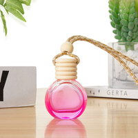 Ru Star 10ml vide rond en forme de dégradé de couleur parfum suspendu voiture diffuseur bouteille en verre pendentif avec couvercle en bois