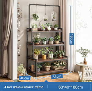 Soporte de Metal para plantas, <span class=keywords><strong>escalera</strong></span>, macetas, estante de exhibición, estante de plantas multiescalonado para jardín, balcón, patio con barra colgante superior - Product Image 4