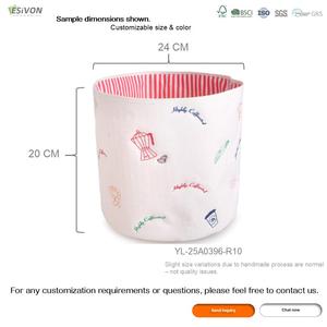 Cesta de Almacenamiento de Lona OEM, Plegable, con Temática de Café, Bordada, Redonda, Multifuncional, para Ropa, Juguetes, Cocina, Oficina, Decoración del Hogar - Product Image 3