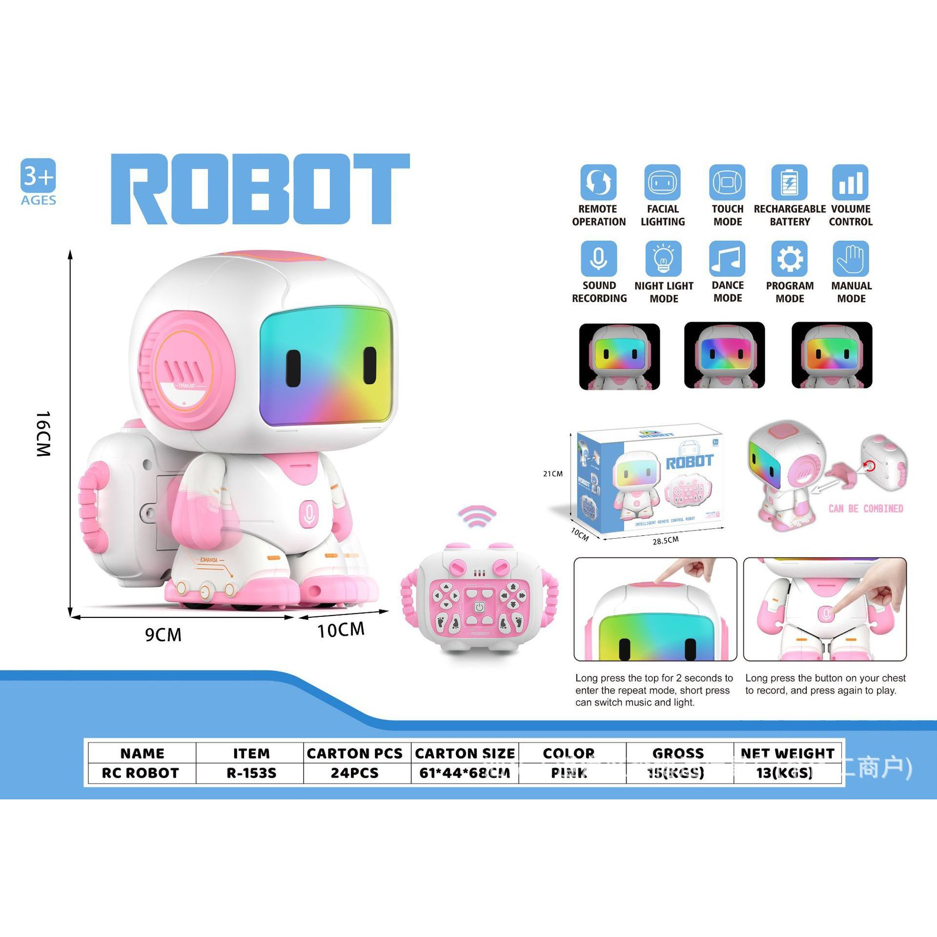 R-153S [Robot Rosa] Venta al por mayor: 24 cajas