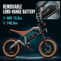 Vélo électrique de montagne sportif haute puissance M20, moteur arrière sans balais 48V 1000W, batterie au lithium, 7 vitesses, suspension intégrale